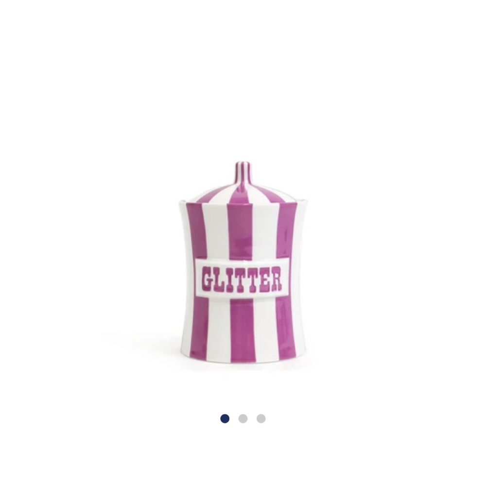 Jonathan Adler Pink and White Glitter Canister